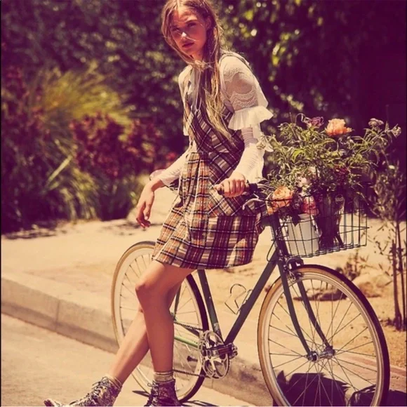 free people red plaid dress Free People x free-est Walk The Walk Plaid Mini Dress in Retro Combo